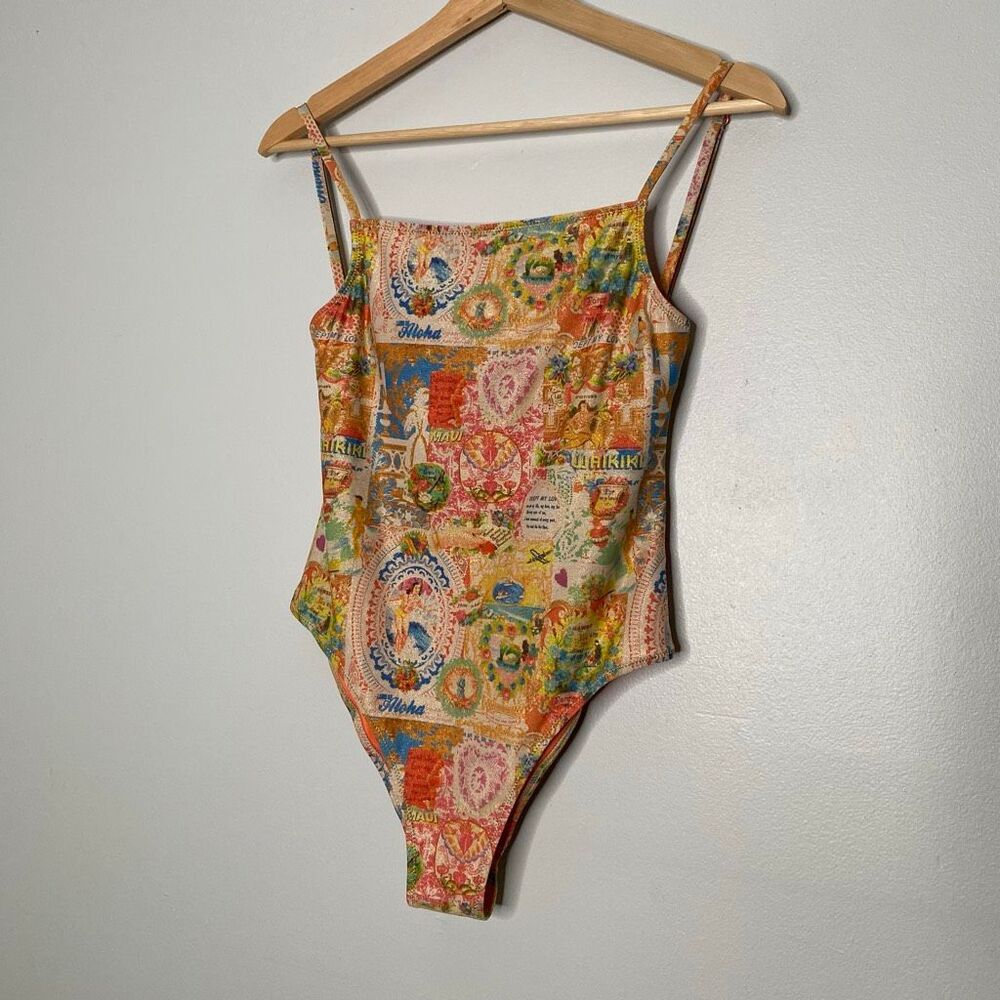Desigual Tropical Hawaiian Postcard One Piece Swimsuit - S